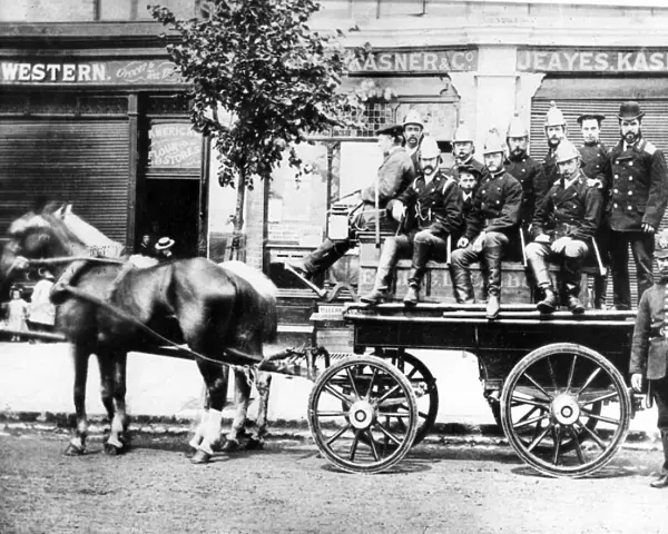 Ealing Fire Brigade with horse-drawn appliance