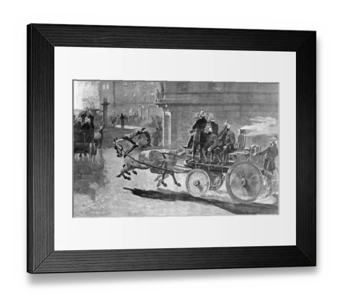Framed Print : LCC-MFB lithograph print of firefighters in action Framed Print : LCC-MFB lithograph print of firefighters in action