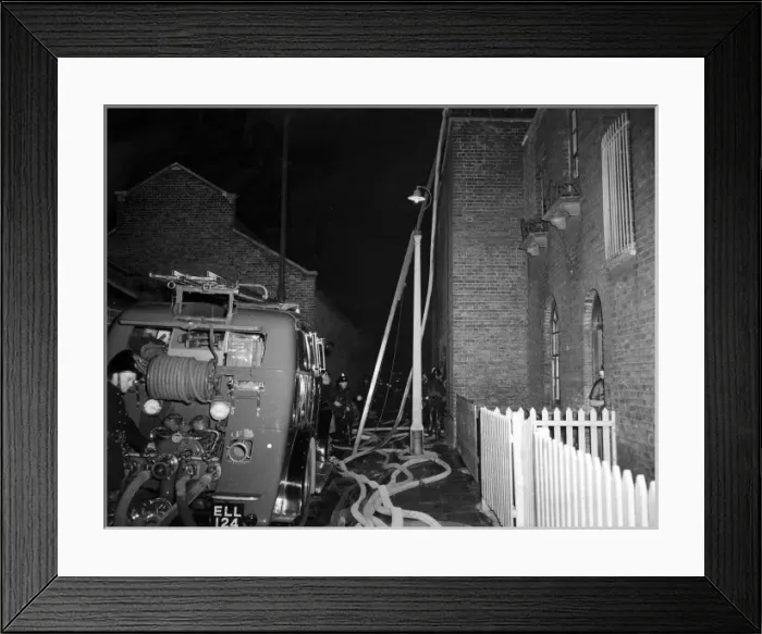 Framed Print : LCC-LFB fire, Talwin Street, Bow, East London Framed Print : LCC-LFB fire, Talwin Street, Bow, East London
