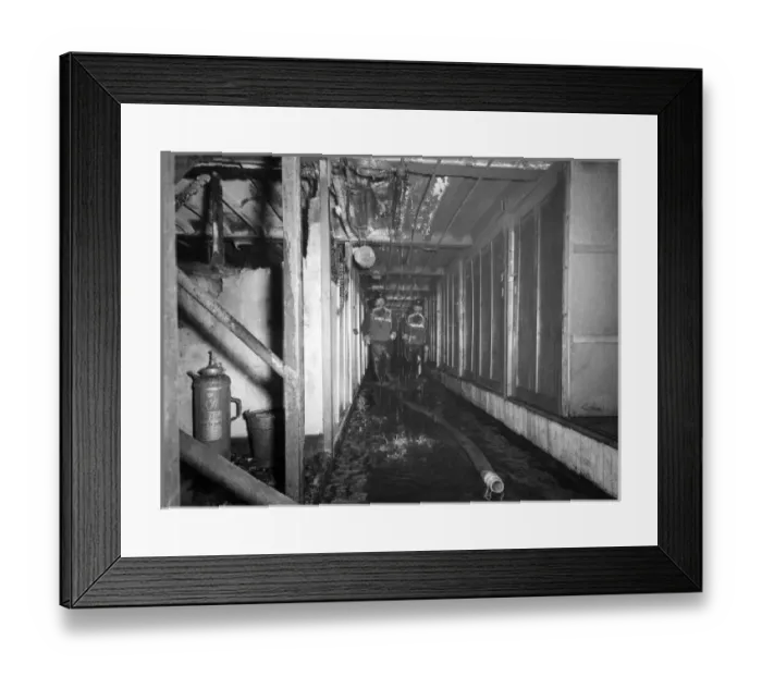 Framed Print : LCC-LFB fire, Goodge Street deep shelter Framed Print : LCC-LFB fire, Goodge Street deep shelter