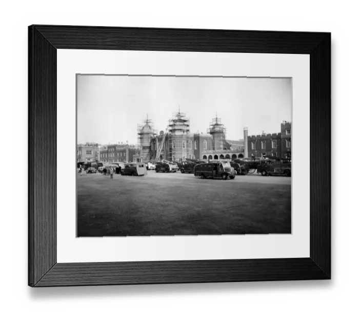 Framed Print : LCC-LFB Major fire, Royal Military Academy, SE18 Framed Print : LCC-LFB Major fire, Royal Military Academy, SE18