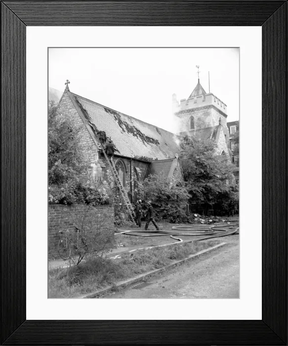 Framed Print : LCC-LFB Aftermath of a church fire, Avenue Road NW3 Framed Print : LCC-LFB Aftermath of a church fire, Avenue Road NW3