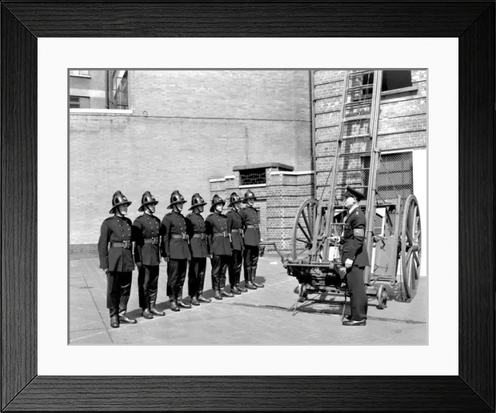 Framed Print : LCC-LFB Recruit firemen training at Brigade HQ, SE1 Framed Print : LCC-LFB Recruit firemen training at Brigade HQ, SE1