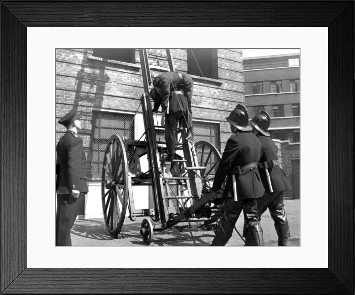 Framed Print : LCC-LFB Recruit firemen training at Brigade HQ, SE1 Framed Print : LCC-LFB Recruit firemen training at Brigade HQ, SE1
