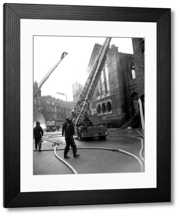 Framed Print : LCC-LFB Major church fire, Lower Sloane Street, SW1 Framed Print : LCC-LFB Major church fire, Lower Sloane Street, SW1