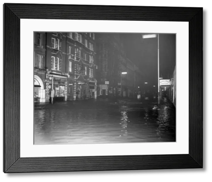 Framed Print : LCC-LFB Flooding caused by burst water main in street Framed Print : LCC-LFB Flooding caused by burst water main in street