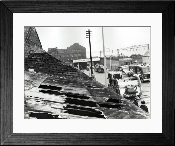 Framed Print : LCC-LFB Fire scene in an East London street Framed Print : LCC-LFB Fire scene in an East London street