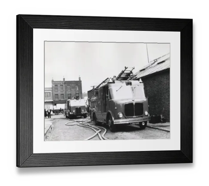 Framed Print : LCC-LFB Fire scene in a London street Framed Print : LCC-LFB Fire scene in a London street