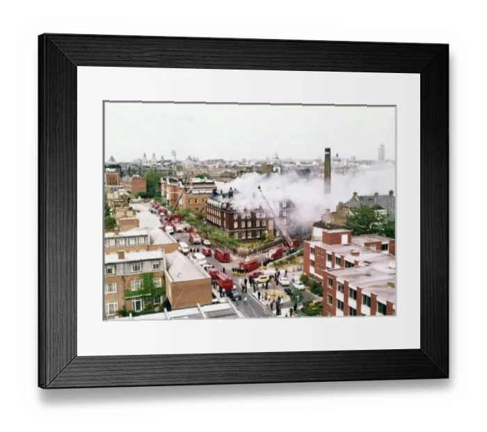 Framed Print : GLC-LFB Major fire, Chelsea Hospital, Pimlico Framed Print : GLC-LFB Major fire, Chelsea Hospital, Pimlico
