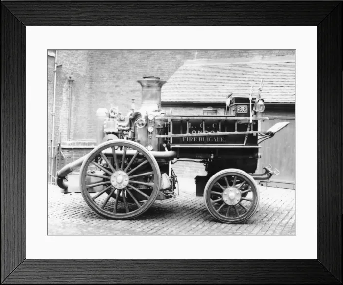 Framed Print : LCC-LFB Bishopsgate fire station horse drawn steamer Framed Print : LCC-LFB Bishopsgate fire station horse drawn steamer