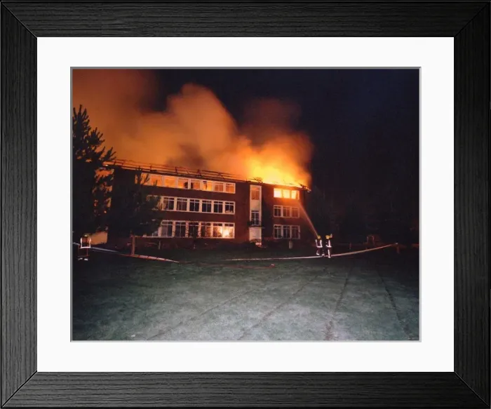 Framed Print : Scene of a fire at Tiffin Girls School Framed Print : Scene of a fire at Tiffin Girls School