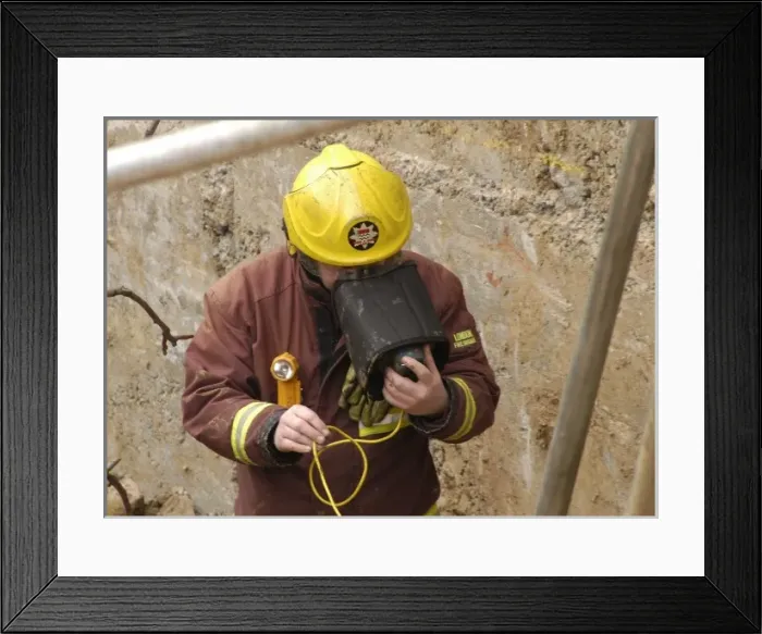 Framed Print : Firefighters attend collapse at building site Framed Print : Firefighters attend collapse at building site