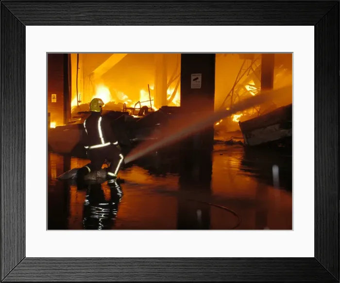 Framed Print : Firefighters at scene of 15 pump fire in Uxbridge Framed Print : Firefighters at scene of 15 pump fire in Uxbridge
