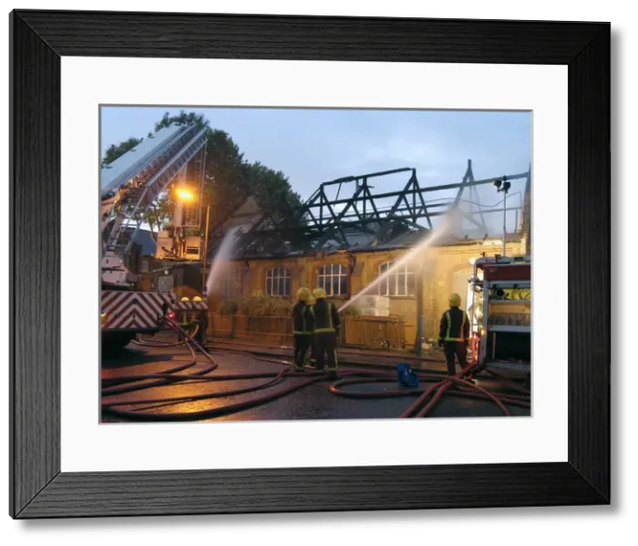 Framed Print : Firefighters dealing with a fire at St Silas Vicarage, SE15 Framed Print : Firefighters dealing with a fire at St Silas Vicarage, SE15