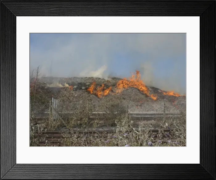 Framed Print : Firefighters at scene of fire at Staples Corner Framed Print : Firefighters at scene of fire at Staples Corner