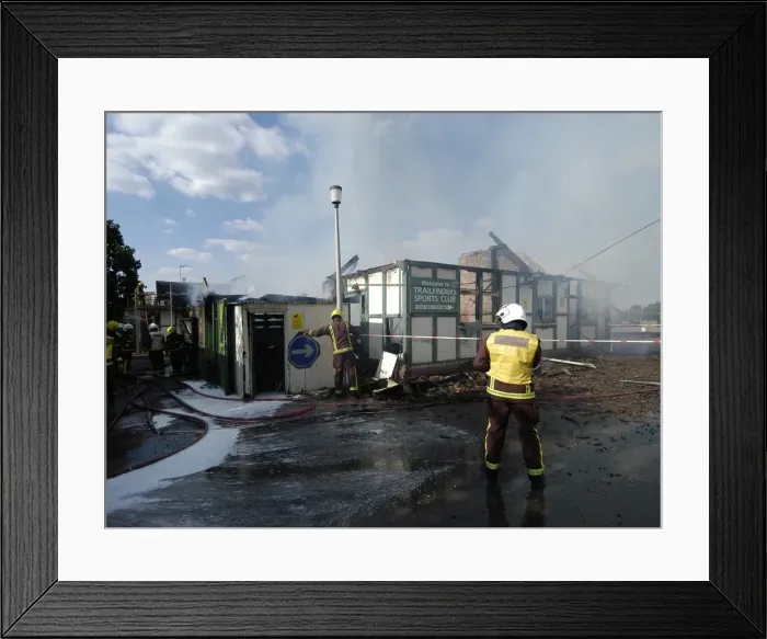 Framed Print : Firefighters respond to a building fire, West London Framed Print : Firefighters respond to a building fire, West London