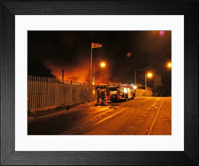 Framed Print : Firefighters respond to a fire, East London Framed Print : Firefighters respond to a fire, East London