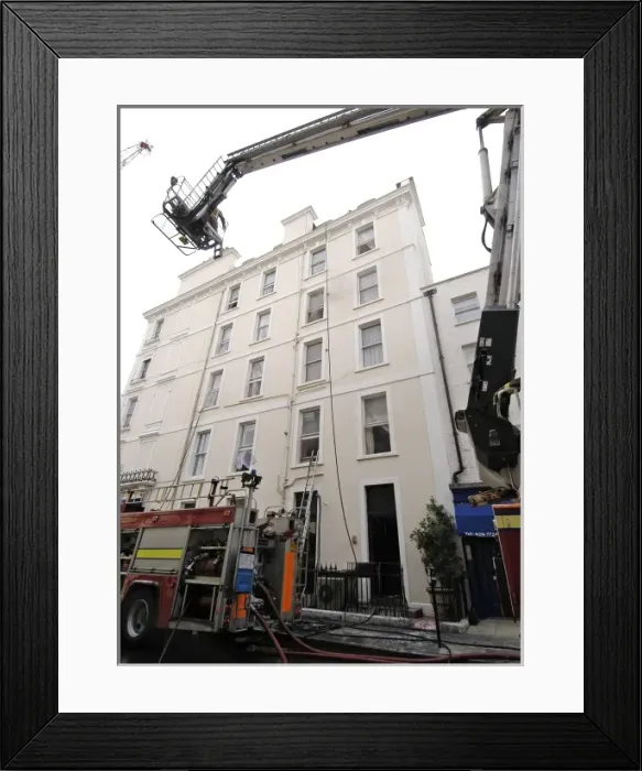 Framed Print : A hydraulic lift in action, London Fire Brigade Framed Print : A hydraulic lift in action, London Fire Brigade