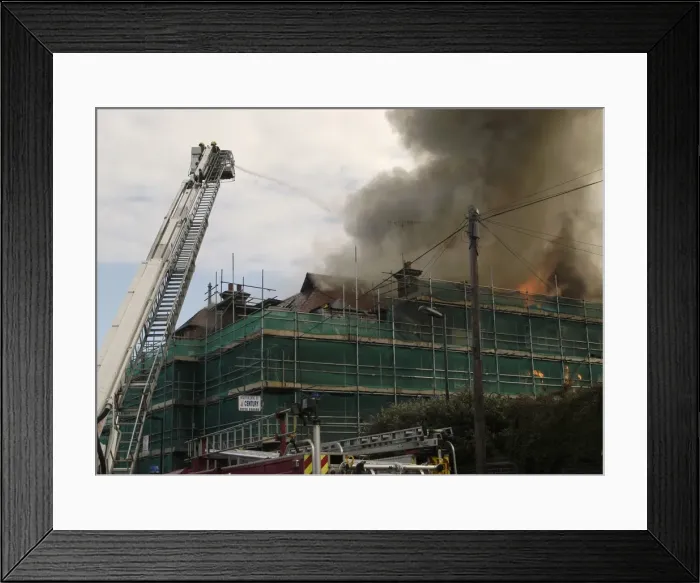 Framed Print : Fire at Crowland Road School, Crowland Road, Tottenham N15 Framed Print : Fire at Crowland Road School, Crowland Road, Tottenham N15