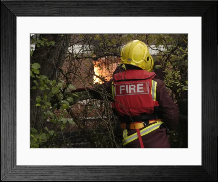 Framed Print : The scene of a fire at 259 Water Road, London Framed Print : The scene of a fire at 259 Water Road, London