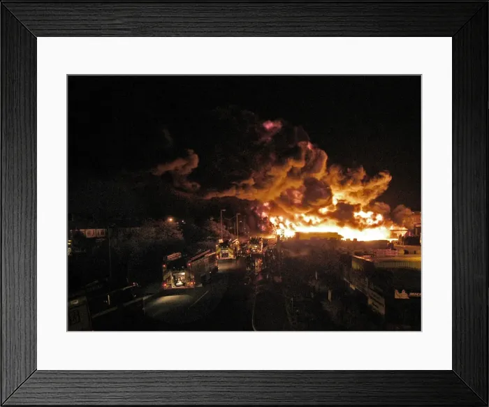 Framed Print : Scene of fire at commercial premises, Barking Framed Print : Scene of fire at commercial premises, Barking