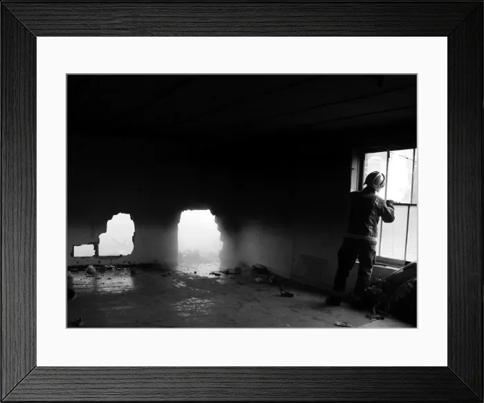 Framed Print : Firefighters at the scene of a fire in Ruskin Road Framed Print : Firefighters at the scene of a fire in Ruskin Road