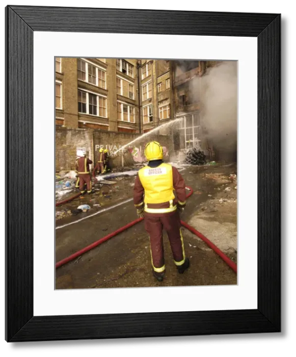 Framed Print : Firefighters at scene of fire in Commercial Road Framed Print : Firefighters at scene of fire in Commercial Road