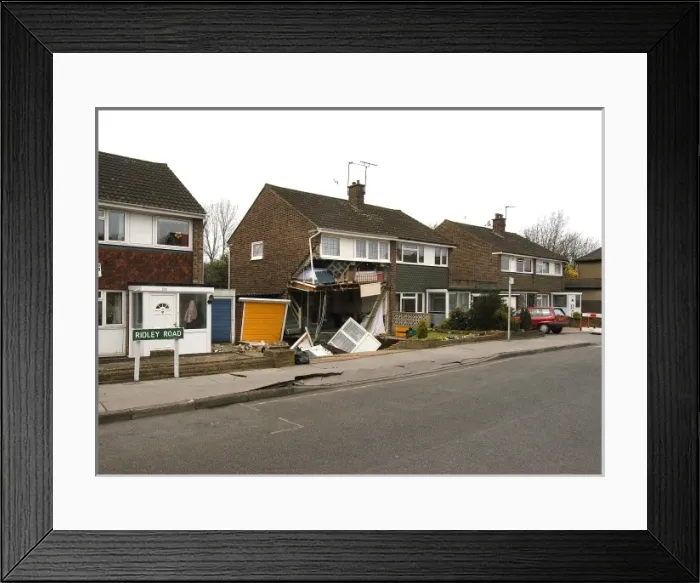 Framed Print : Subsidence damage, 122 Ridley Road, Bromley Framed Print : Subsidence damage, 122 Ridley Road, Bromley