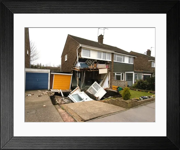 Framed Print : Subsidence damage, 122 Ridley Road, Bromley Framed Print : Subsidence damage, 122 Ridley Road, Bromley