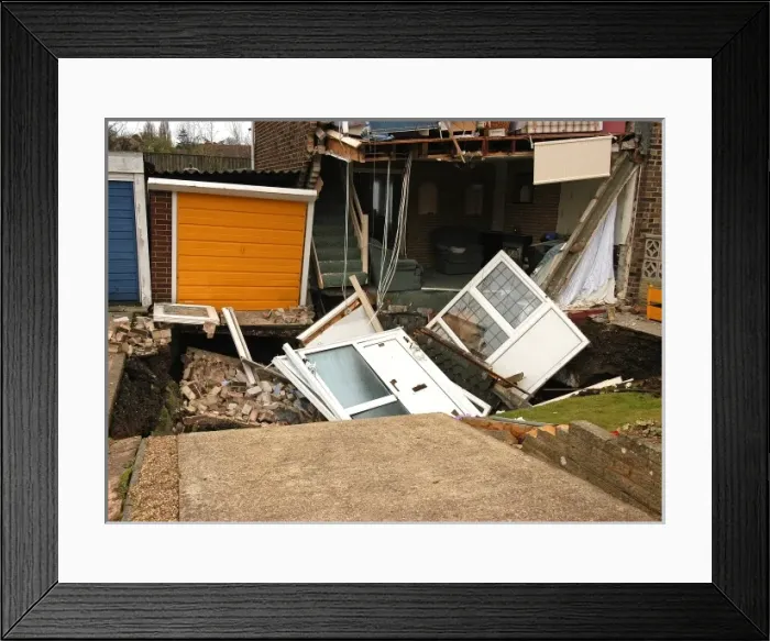 Framed Print : Subsidence damage, 122 Ridley Road, Bromley Framed Print : Subsidence damage, 122 Ridley Road, Bromley