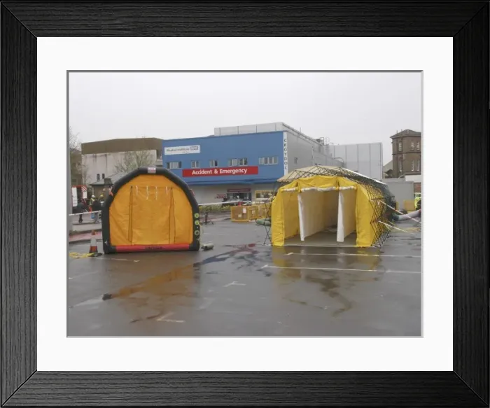 Framed Print : London Fire Brigade decontamination exercise Framed Print : London Fire Brigade decontamination exercise