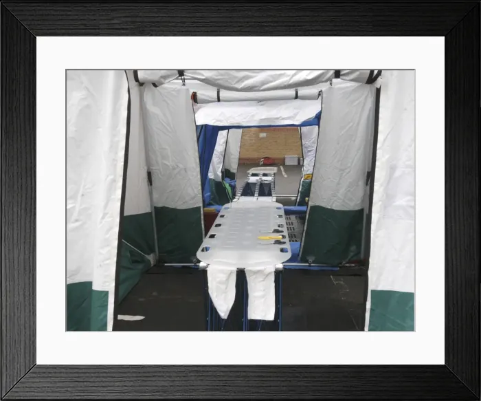 Framed Print : London Fire Brigade decontamination exercise Framed Print : London Fire Brigade decontamination exercise