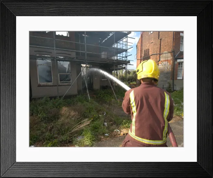 Framed Print : Firefighters attend a house fire at Rydal Road Framed Print : Firefighters attend a house fire at Rydal Road