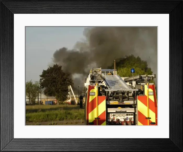 Framed Print : Firefighters attend a fire at 1 Mollison Avenue Framed Print : Firefighters attend a fire at 1 Mollison Avenue