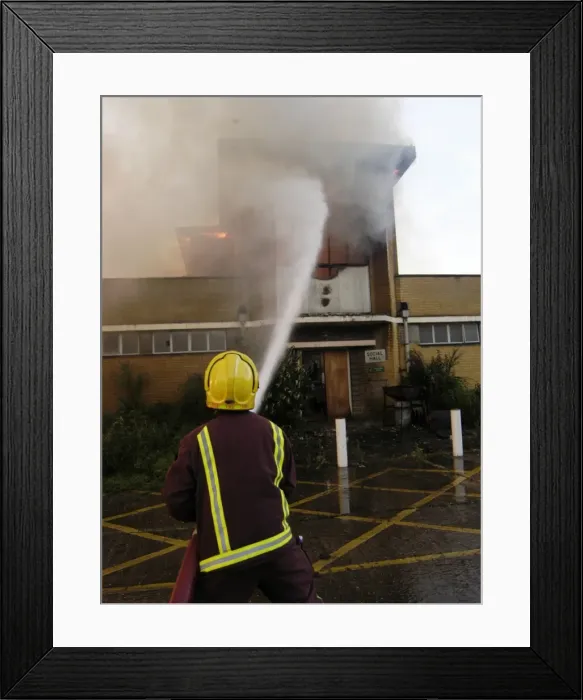Framed Print : Firefighters attend a fire at 1 Mollison Avenue Framed Print : Firefighters attend a fire at 1 Mollison Avenue