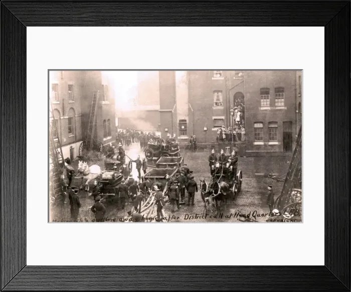 Framed Print : Firefighters and appliances at headquarters Framed Print : Firefighters and appliances at headquarters