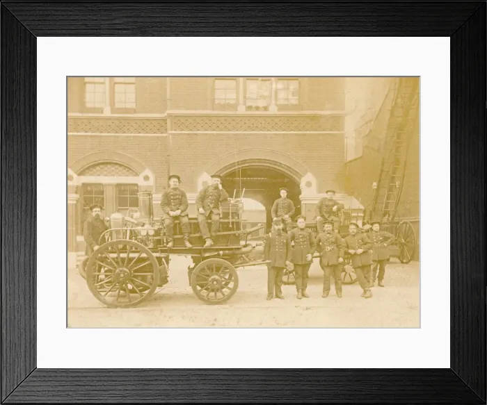 Framed Print : Fire crew and horse drawn pump Framed Print : Fire crew and horse drawn pump