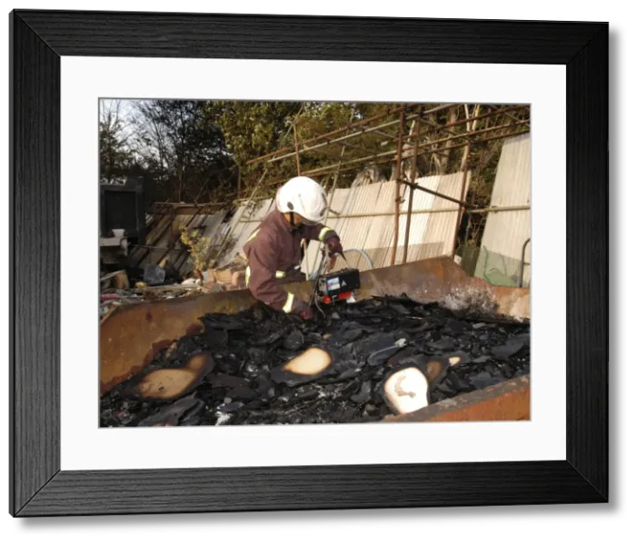Framed Print : Firefighters at the scene of an industrial fire Framed Print : Firefighters at the scene of an industrial fire
