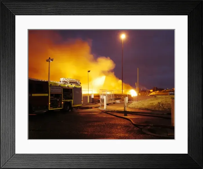 Framed Print : Scene of fire at industrial site in Hayes, West London Framed Print : Scene of fire at industrial site in Hayes, West London