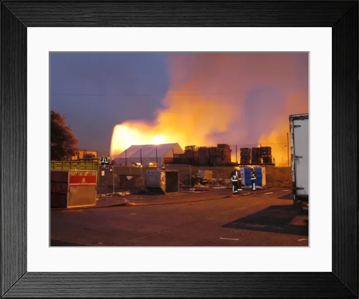 Framed Print : Scene of fire at industrial site in Hayes, West London Framed Print : Scene of fire at industrial site in Hayes, West London