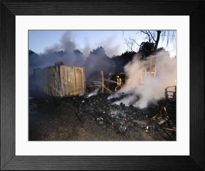 Framed Print : Firefighters at the scene of a fire, Enfield Framed Print : Firefighters at the scene of a fire, Enfield