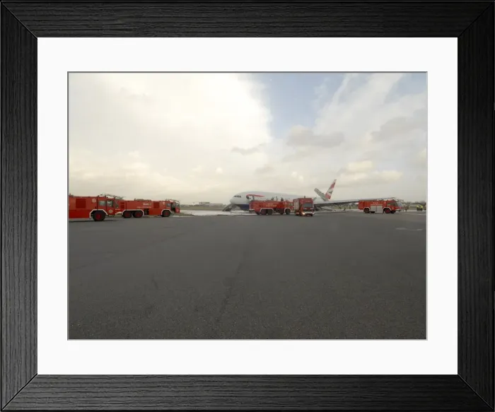 Framed Print : Fire crews attend the aftermath of a plane crash Framed Print : Fire crews attend the aftermath of a plane crash