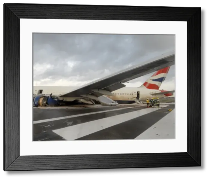 Framed Print : Fire crews attend the aftermath of a plane crash Framed Print : Fire crews attend the aftermath of a plane crash