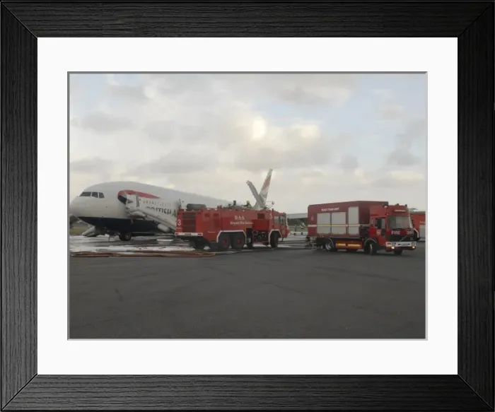 Framed Print : Fire crews attend the aftermath of a plane crash Framed Print : Fire crews attend the aftermath of a plane crash