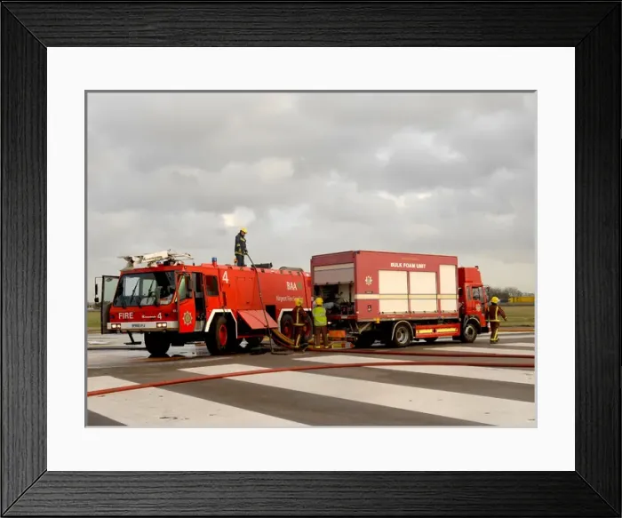 Framed Print : Fire crews attend the aftermath of a plane crash Framed Print : Fire crews attend the aftermath of a plane crash