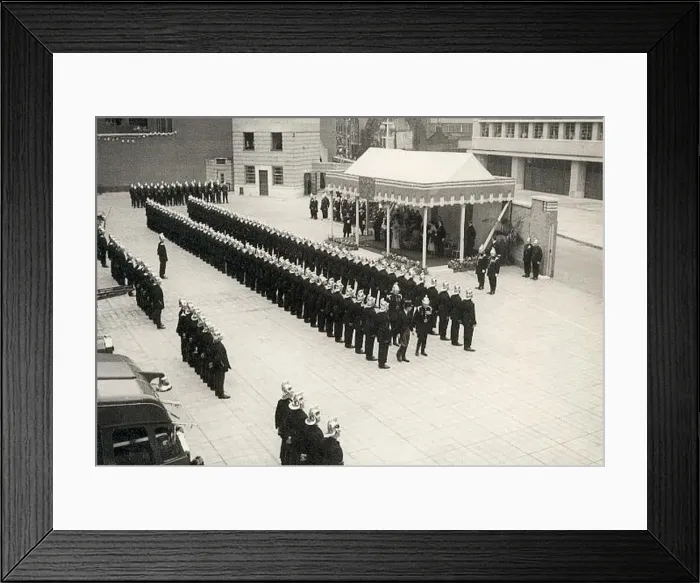 : Parade of firefighters at the opening of new Lambeth HQ : Parade of firefighters at the opening of new Lambeth HQ