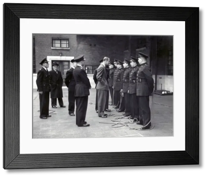 Framed Print : Duke of Edinburgh visiting London firefighters Framed Print : Duke of Edinburgh visiting London firefighters