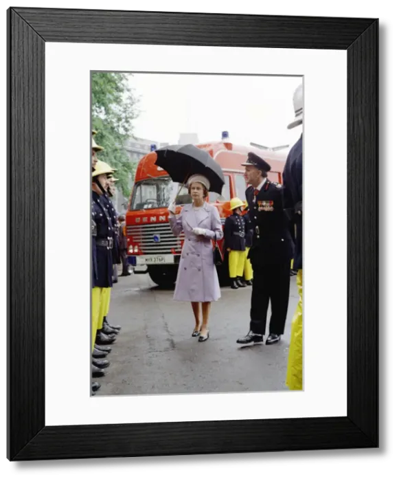 Framed Print : Queen Elizabeth II inspecting firefighters Framed Print : Queen Elizabeth II inspecting firefighters