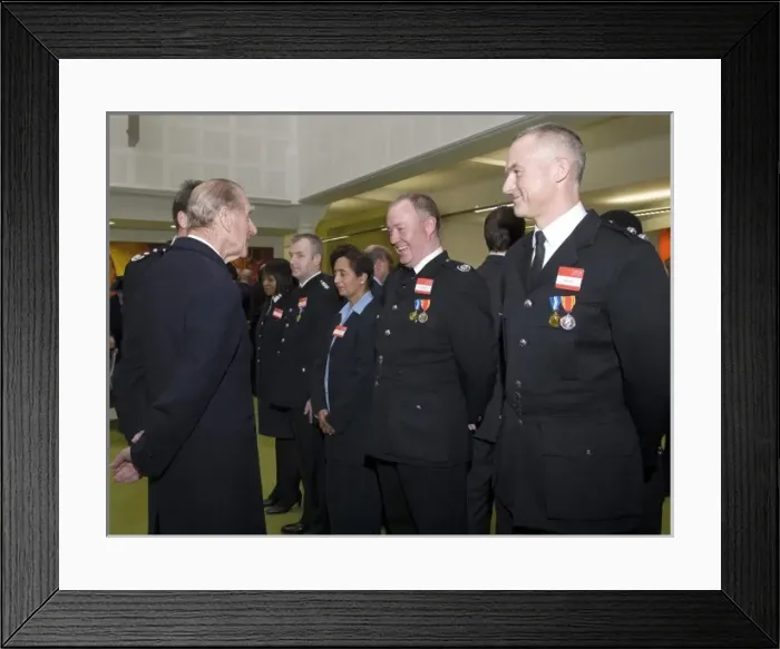 Framed Print : Prince Philip at new London Fire Brigade HQ Framed Print : Prince Philip at new London Fire Brigade HQ