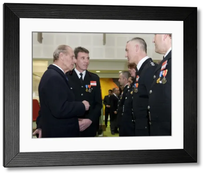 Framed Print : Prince Philip at new London Fire Brigade HQ Framed Print : Prince Philip at new London Fire Brigade HQ